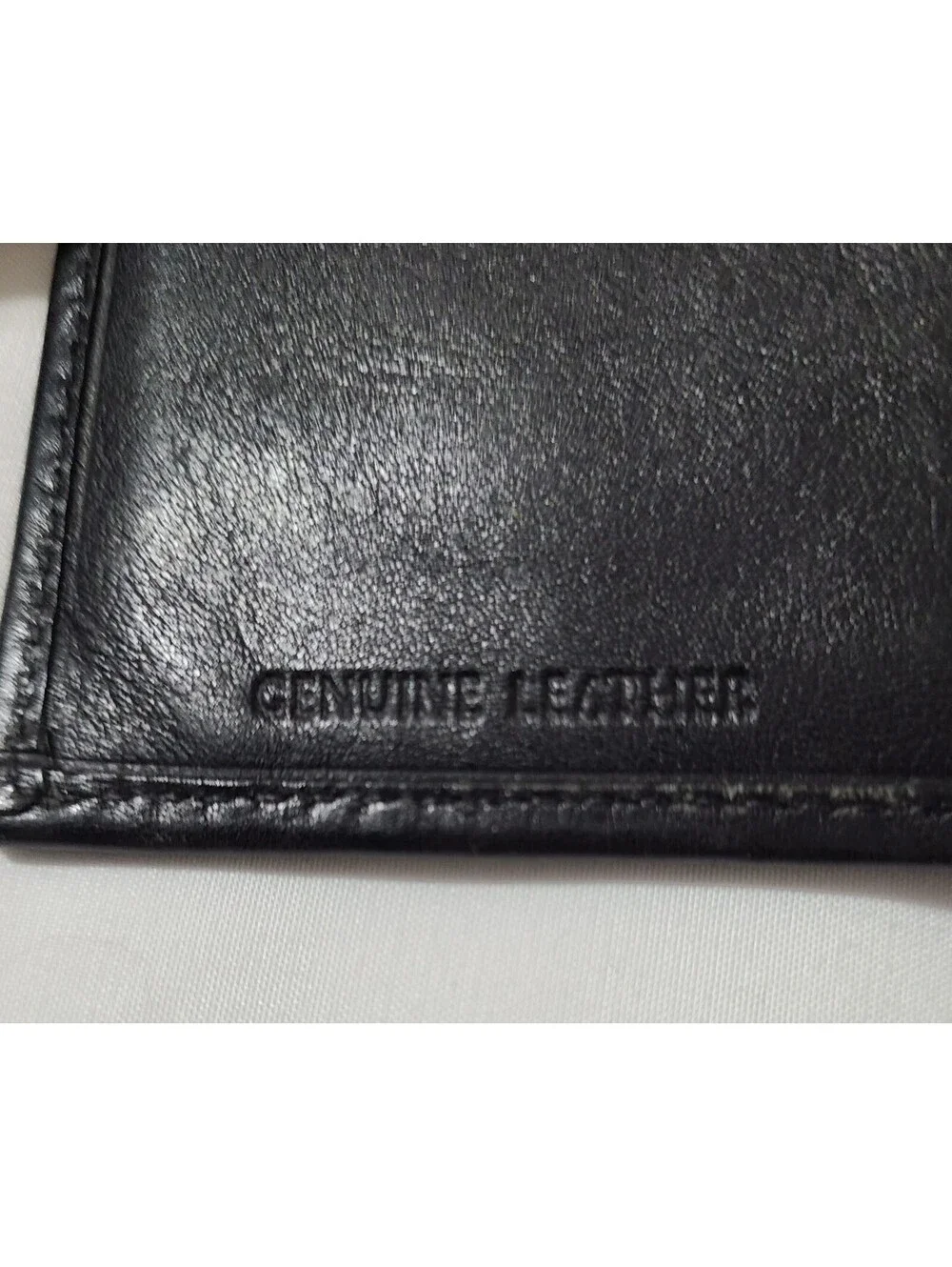 Dockers Genuine Leather Trifold Wallet Black ID Window CC Holder 6 Card Slot GUC